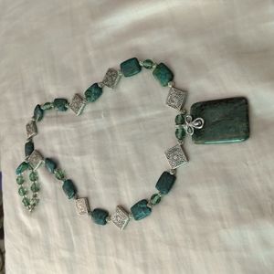 Green Stone Celtic Necklace Handmade Agate Chrysocolla